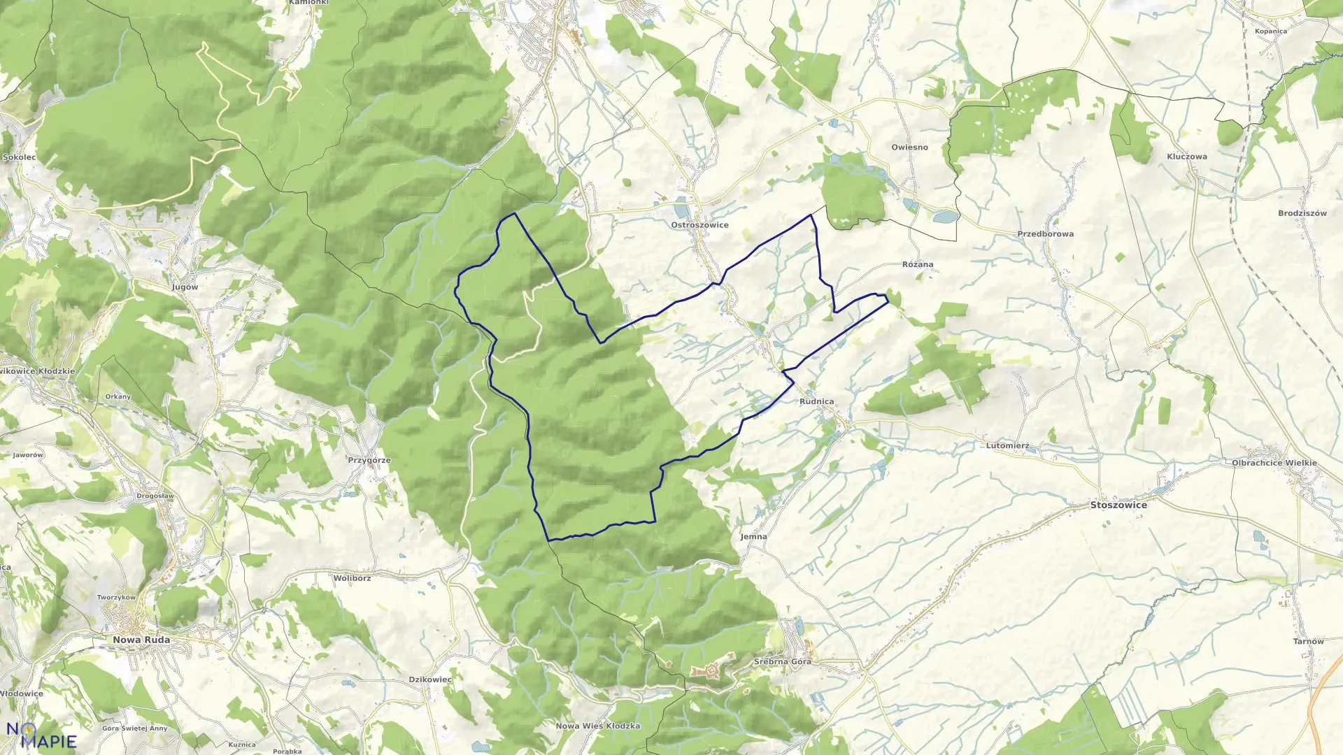 Mapa obrębu GRODZISZCZE w gminie Stoszowice