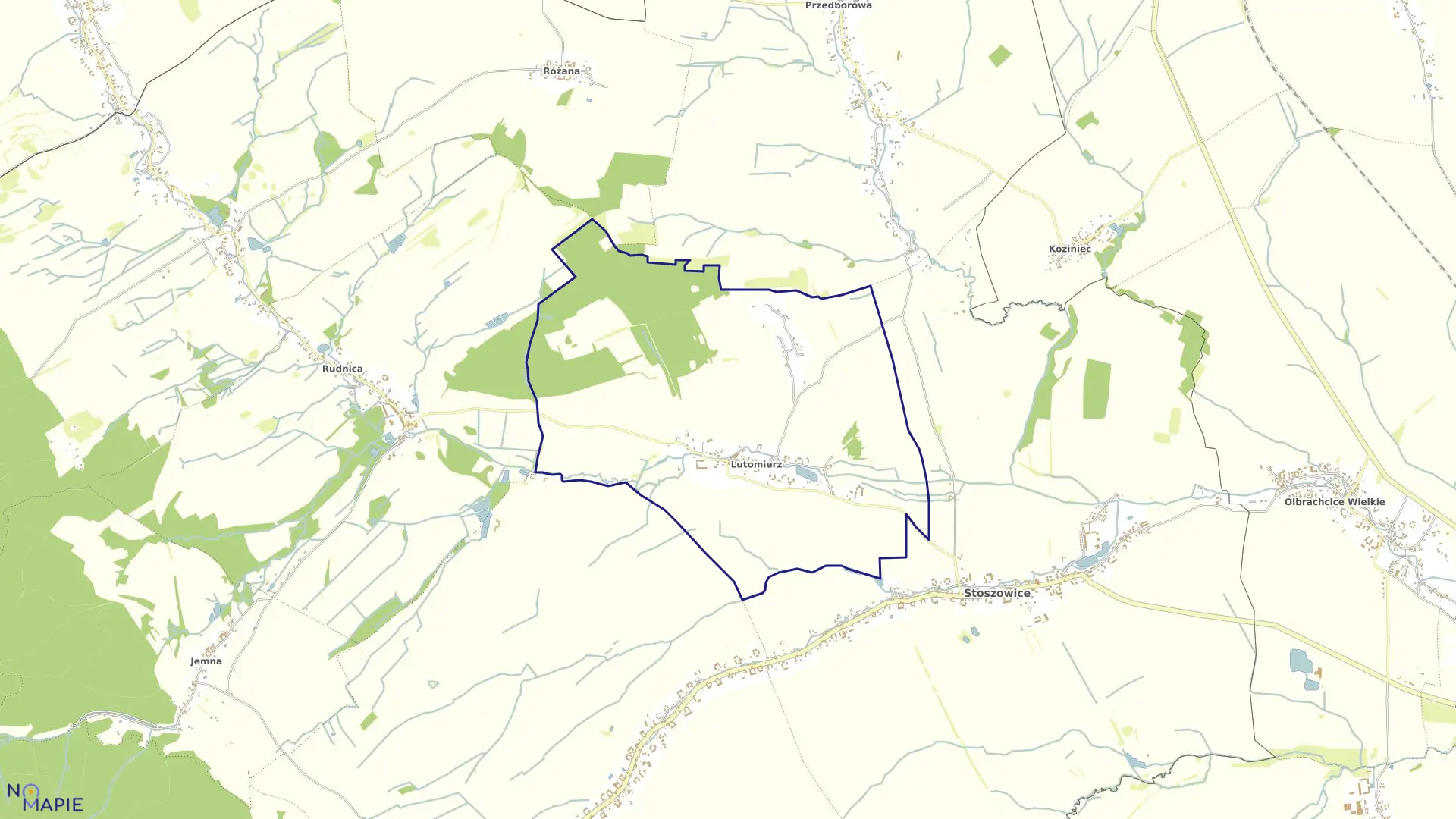 Mapa obrębu LUTOMIERZ w gminie Stoszowice