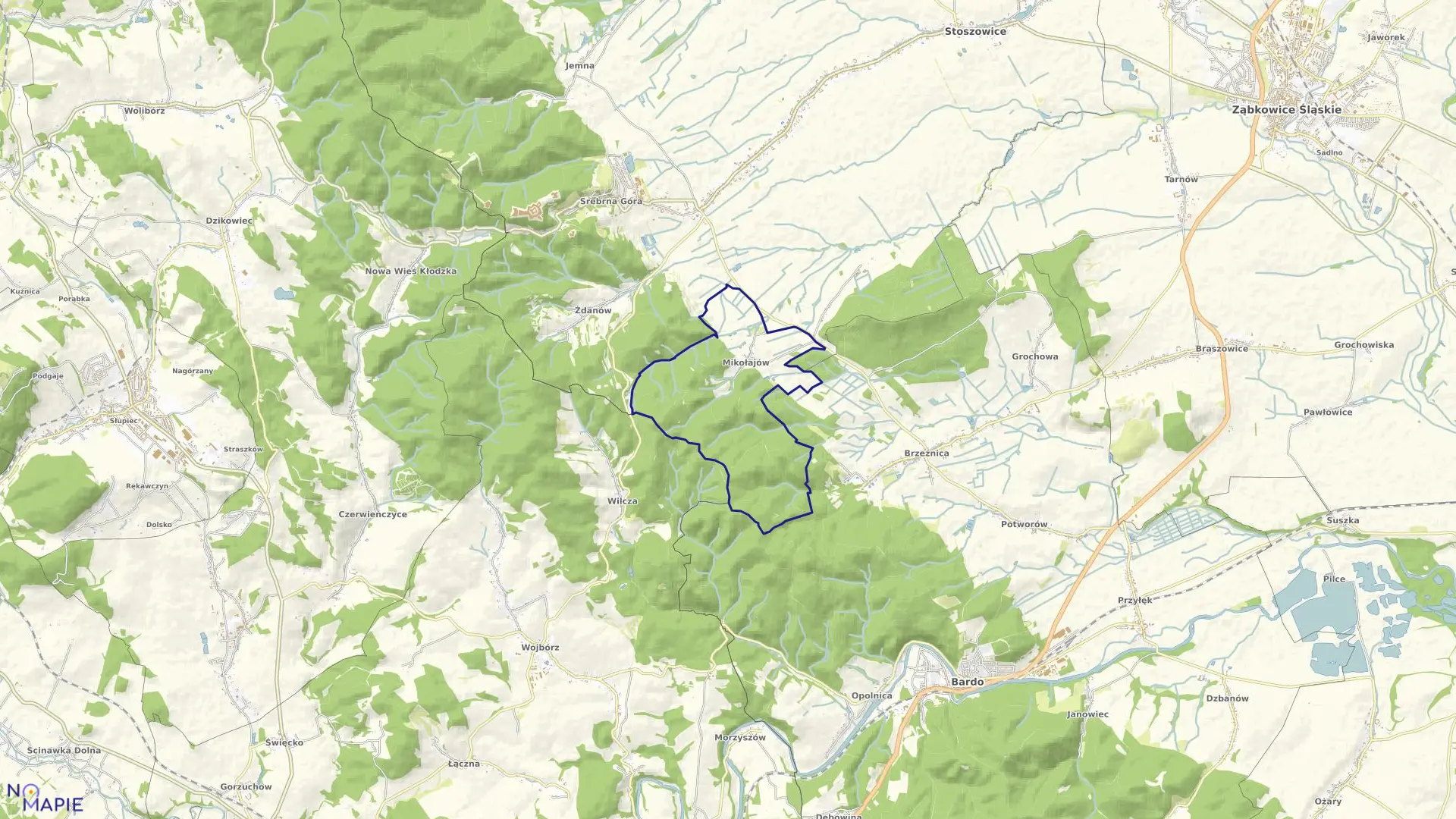 Mapa obrębu MIKOŁAJÓW w gminie Stoszowice