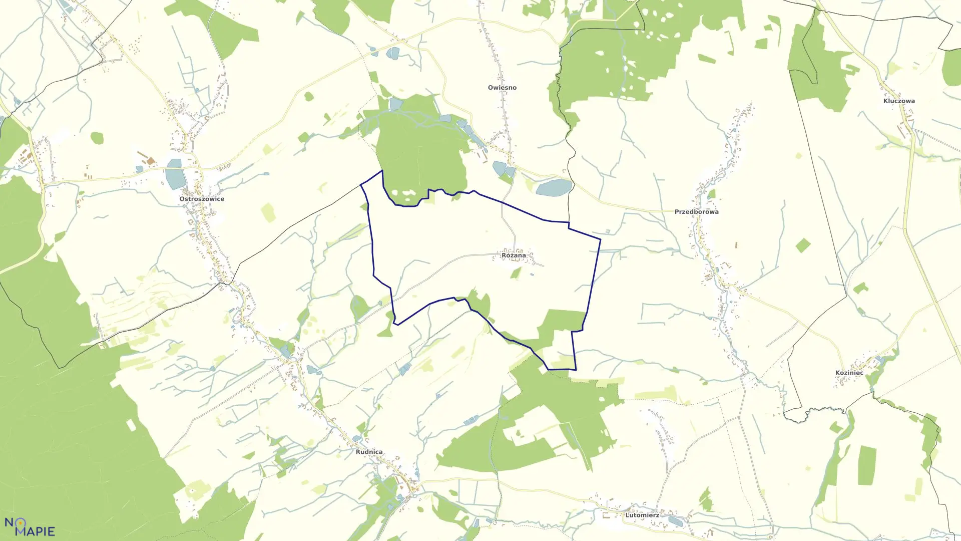 Mapa obrębu RÓŻANA w gminie Stoszowice