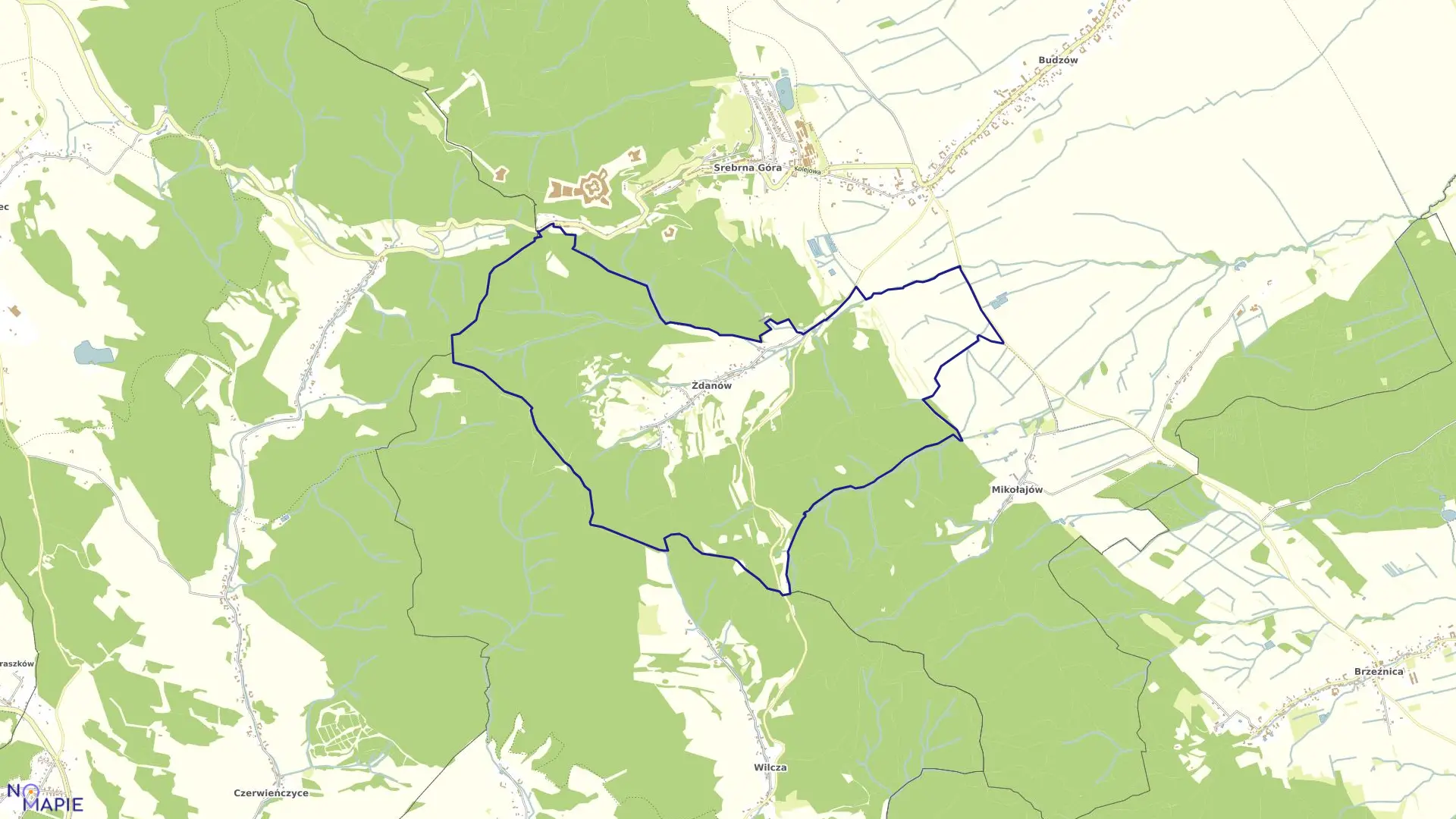 Mapa obrębu ŻDANÓW w gminie Stoszowice